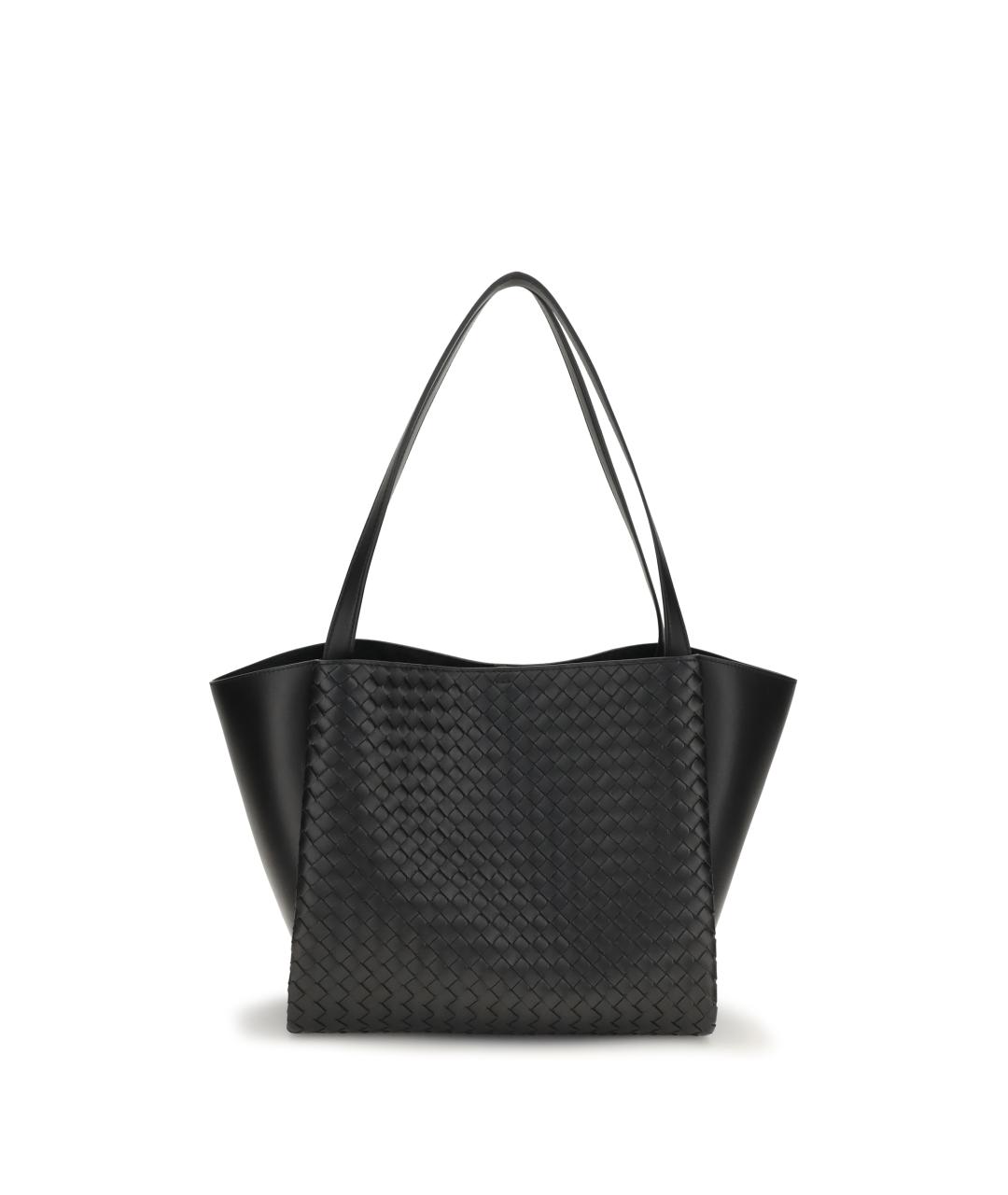 BOTTEGA VENETA Черная кожаная сумка тоут, фото 5