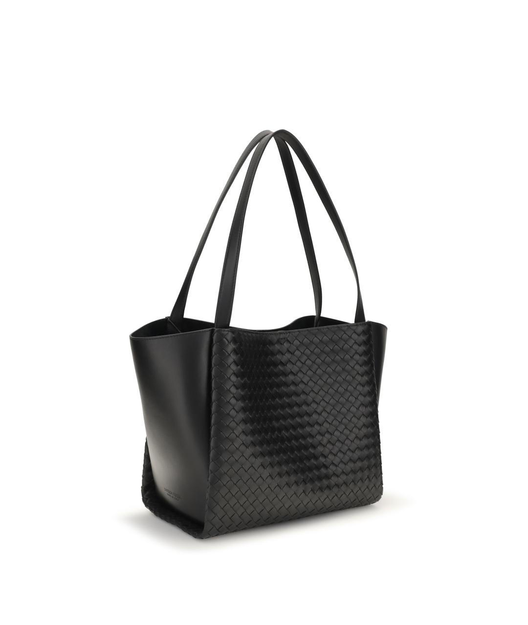 BOTTEGA VENETA Черная кожаная сумка тоут, фото 2