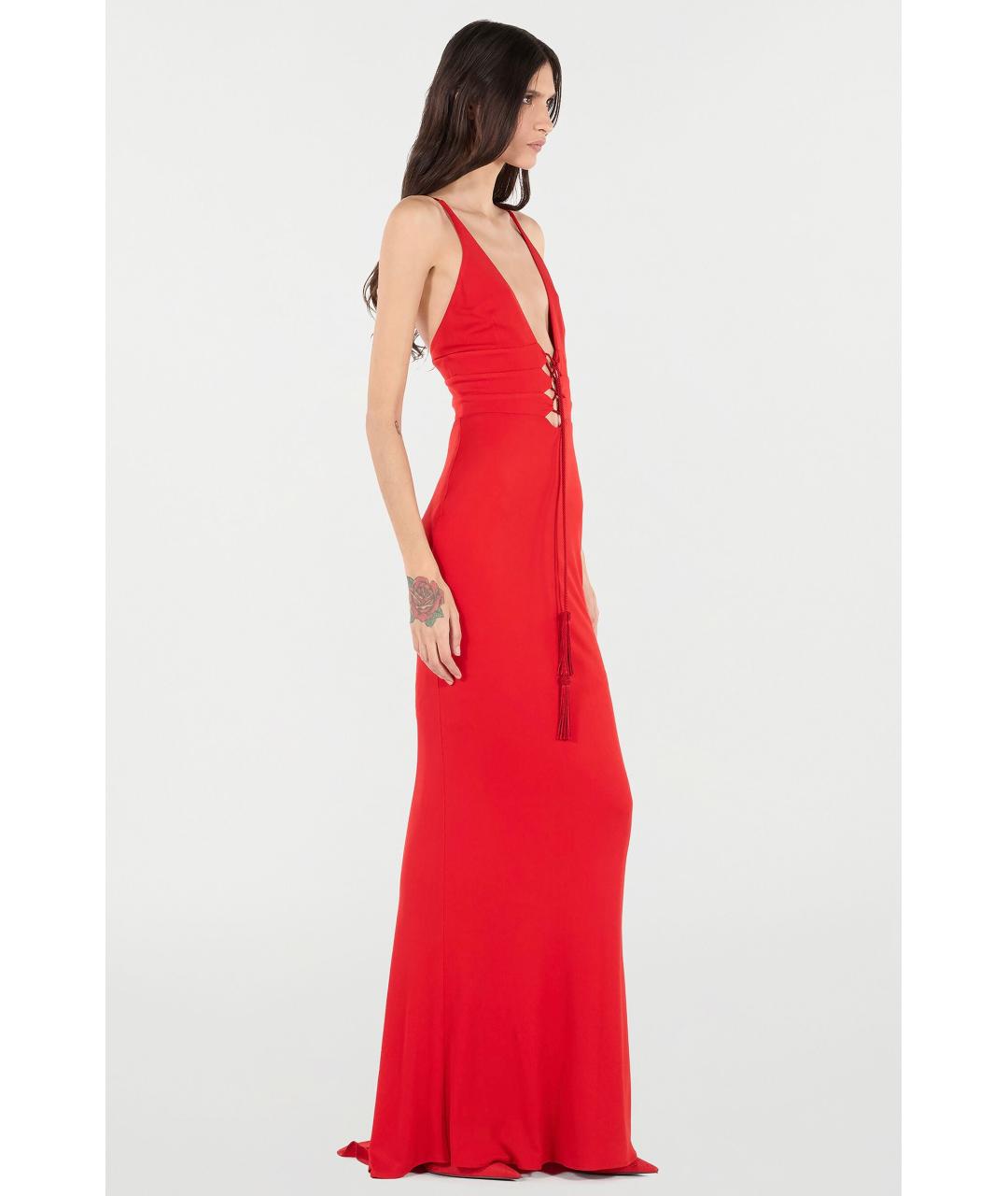 ROBERTO CAVALLI Красное ацетатное коктейльное платье, фото 3