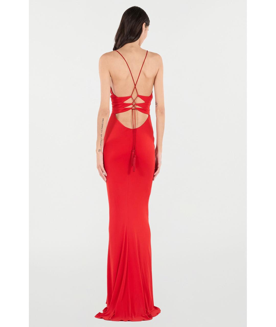 ROBERTO CAVALLI Красное ацетатное коктейльное платье, фото 4