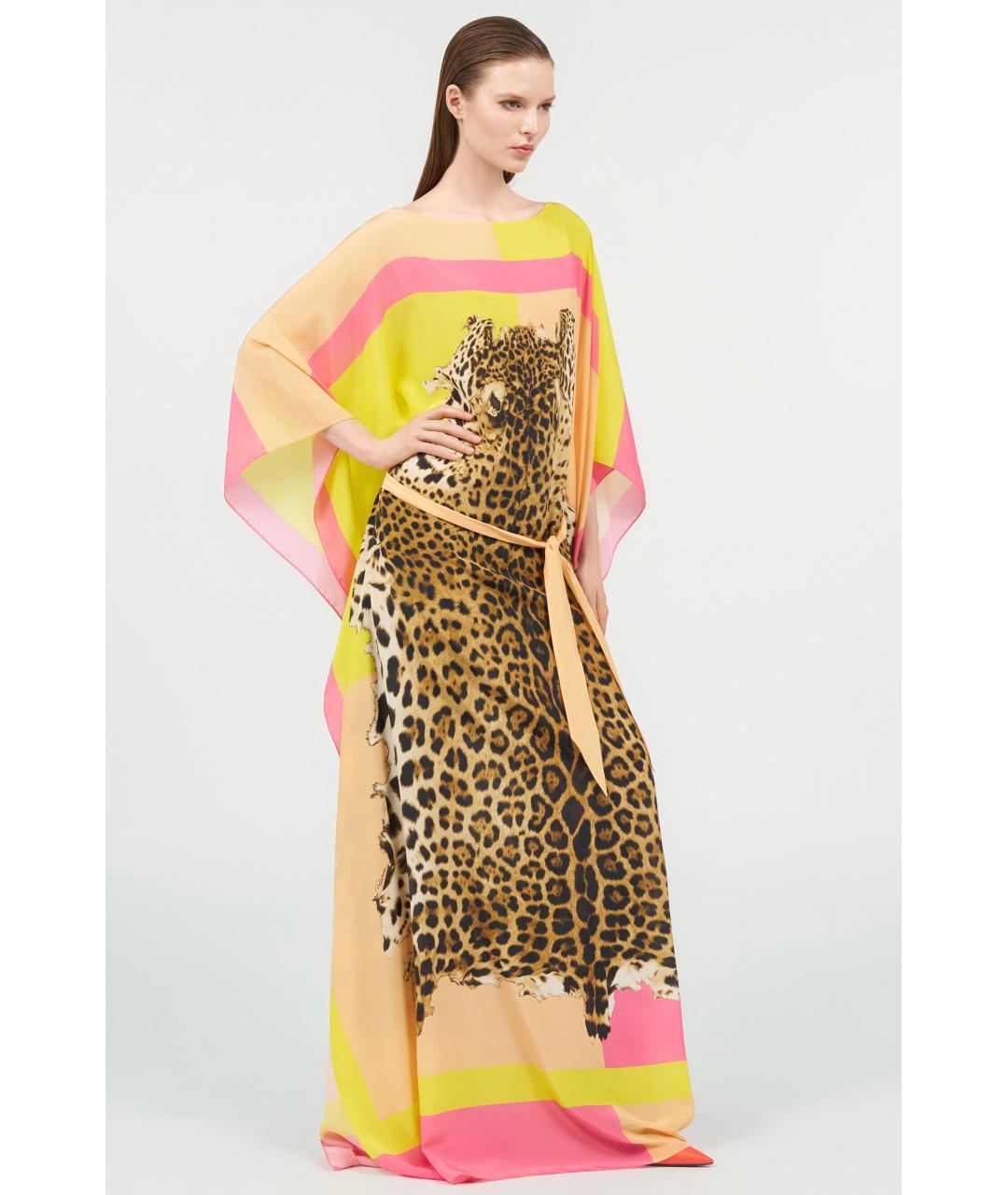 ROBERTO CAVALLI Желтое шелковое коктейльное платье, фото 3