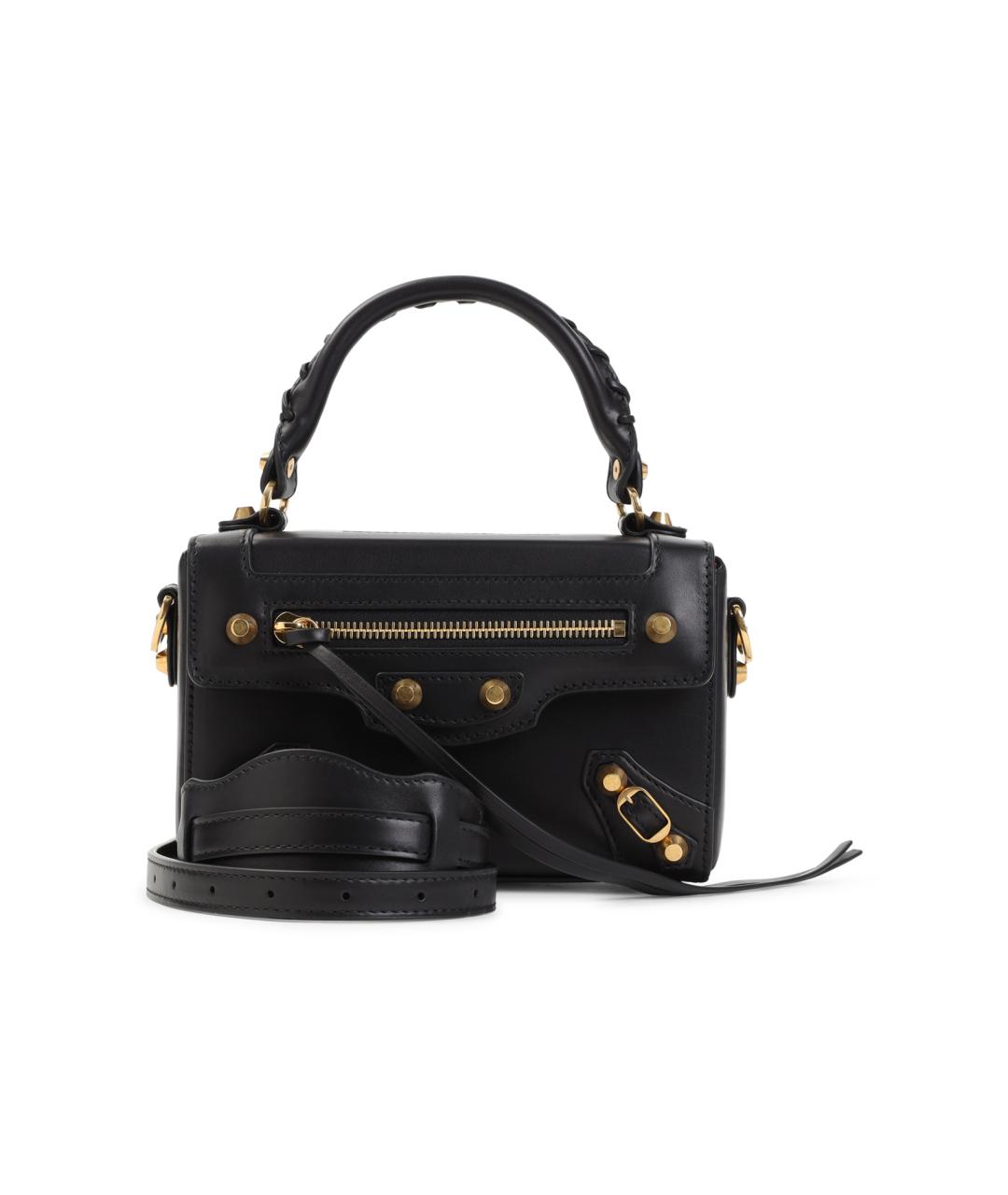 BALENCIAGA Черная кожаная сумка с короткими ручками, фото 1