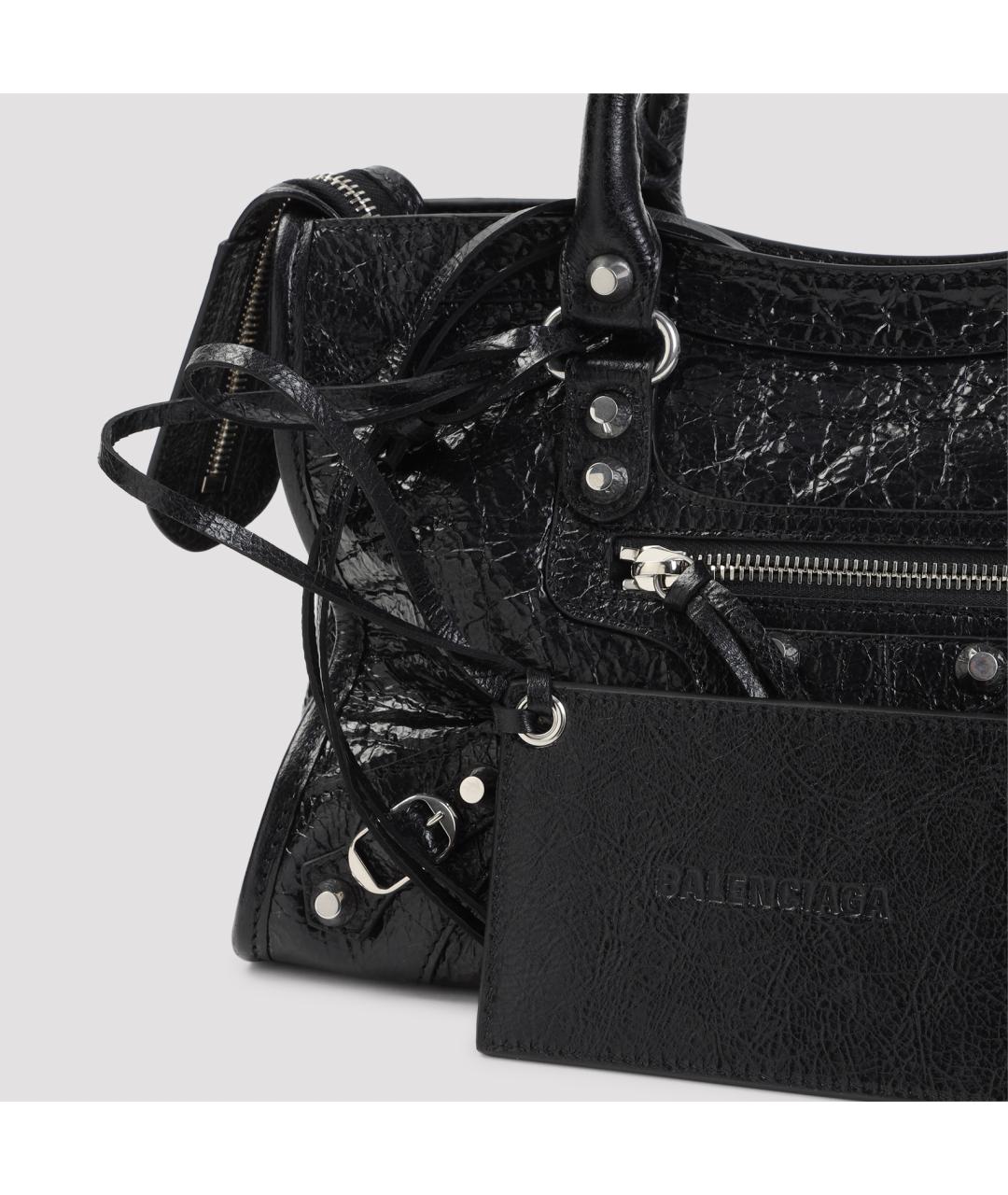 BALENCIAGA Черная кожаная сумка тоут, фото 3