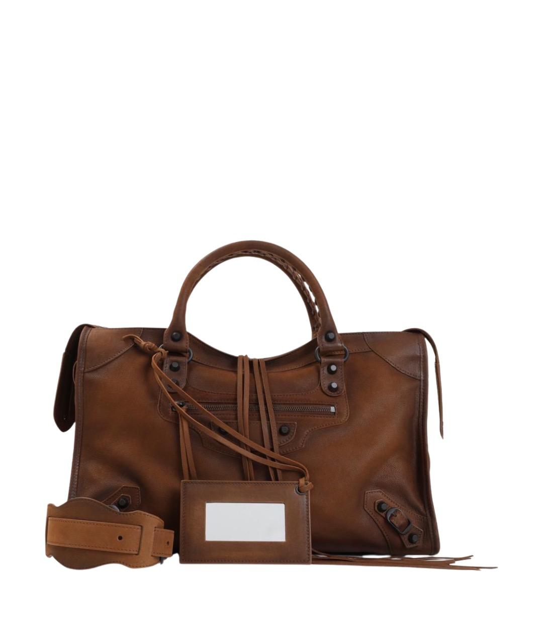 BALENCIAGA Коричневая кожаная сумка тоут, фото 1