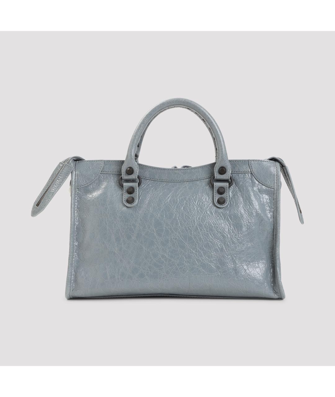 BALENCIAGA Голубая кожаная сумка тоут, фото 2