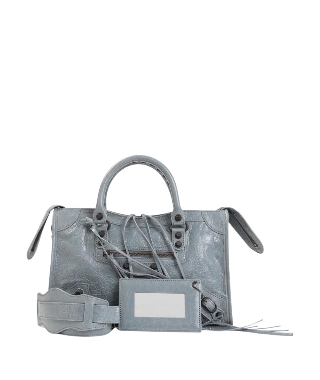 BALENCIAGA Голубая кожаная сумка тоут, фото 1