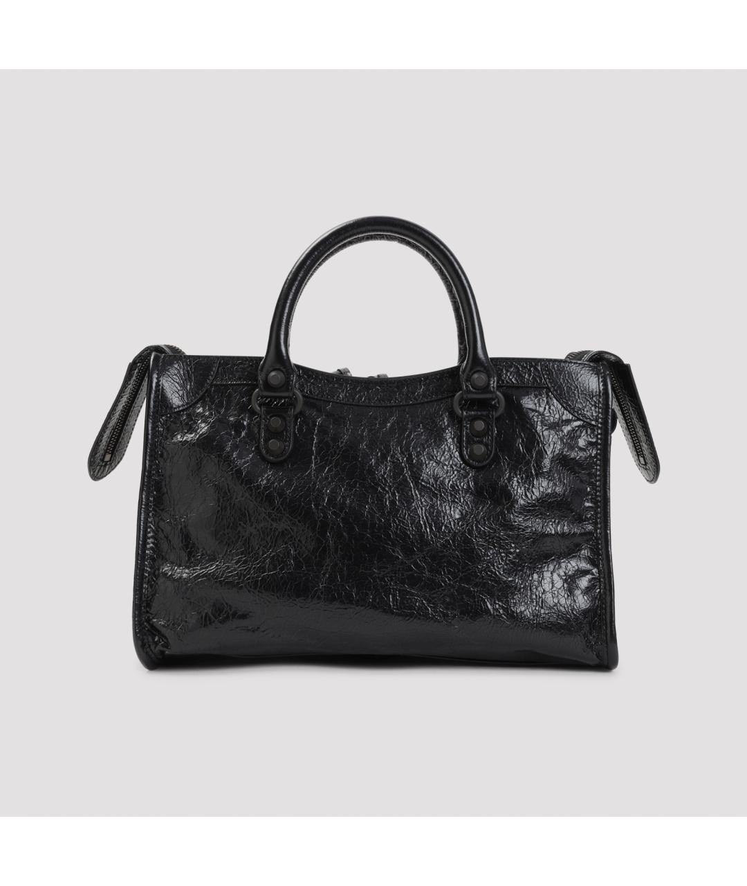 BALENCIAGA Черная кожаная сумка тоут, фото 3