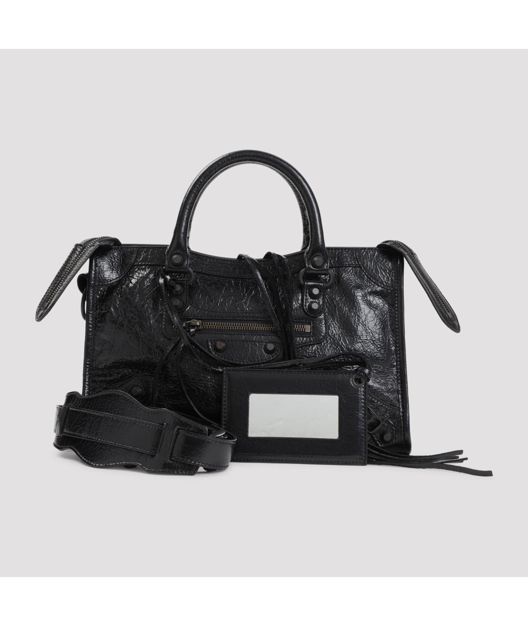 BALENCIAGA Черная кожаная сумка тоут, фото 2