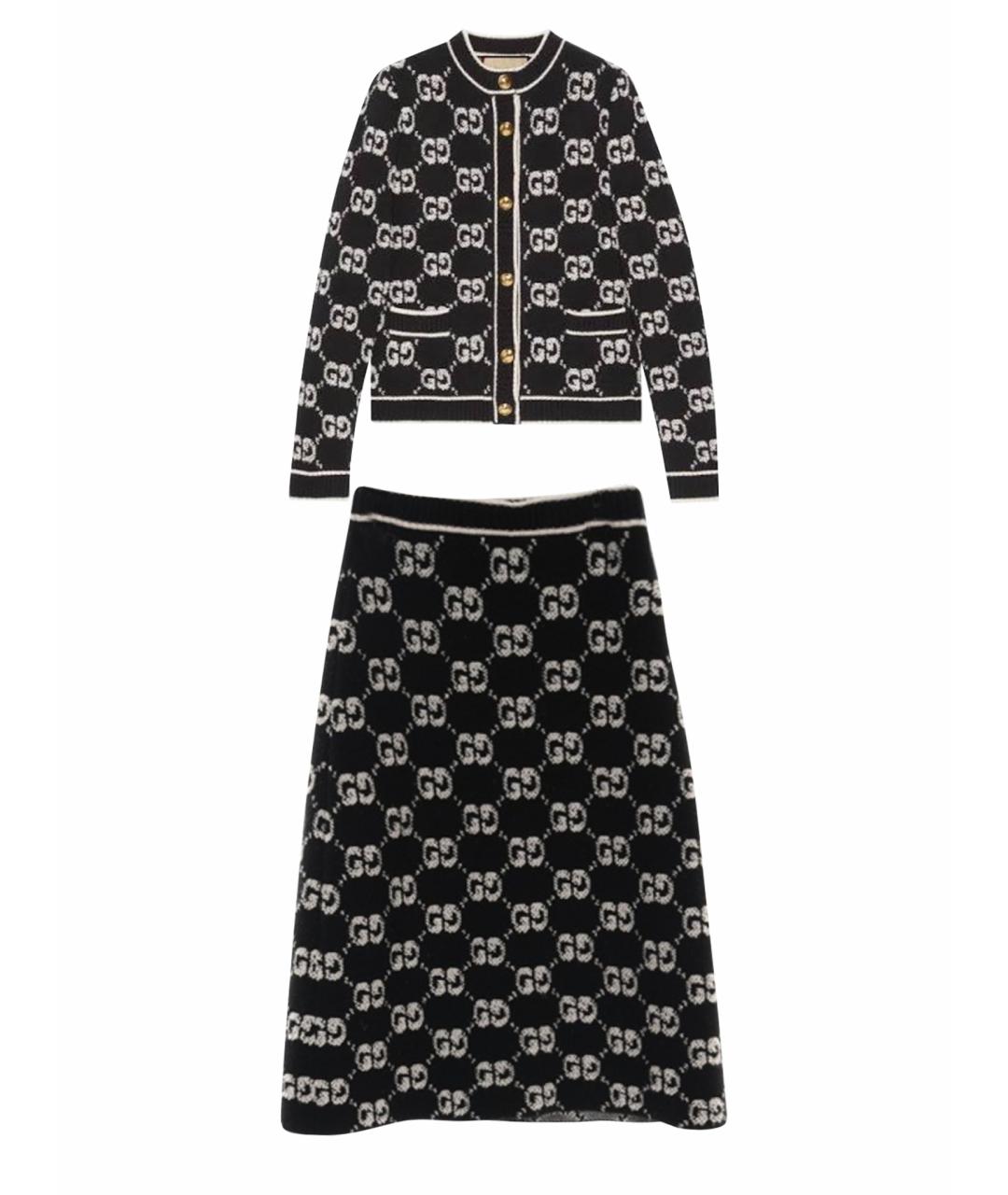 GUCCI Черный шерстяной костюм с юбками, фото 1