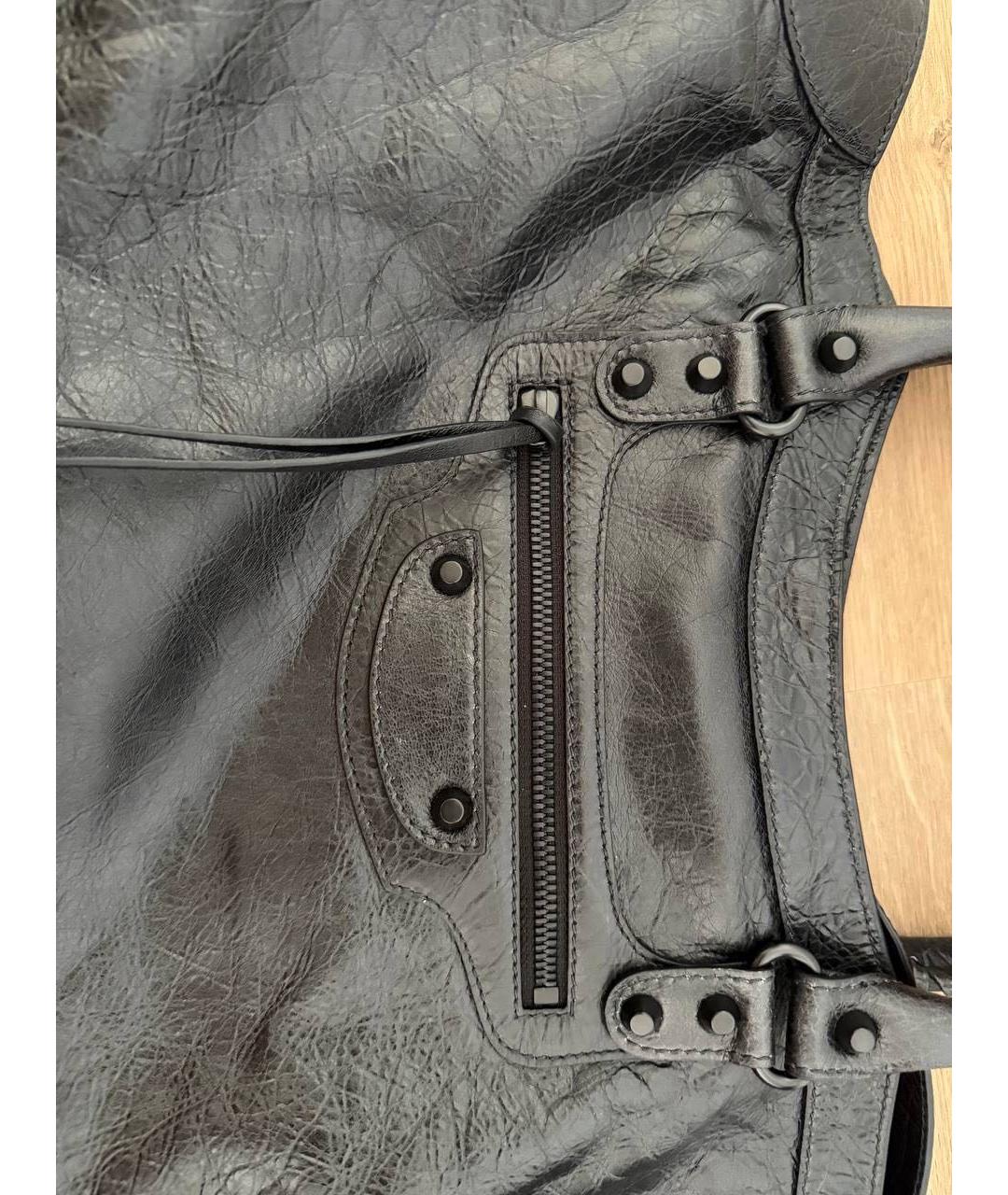 BALENCIAGA Черная сумка с короткими ручками из кожи питона, фото 6