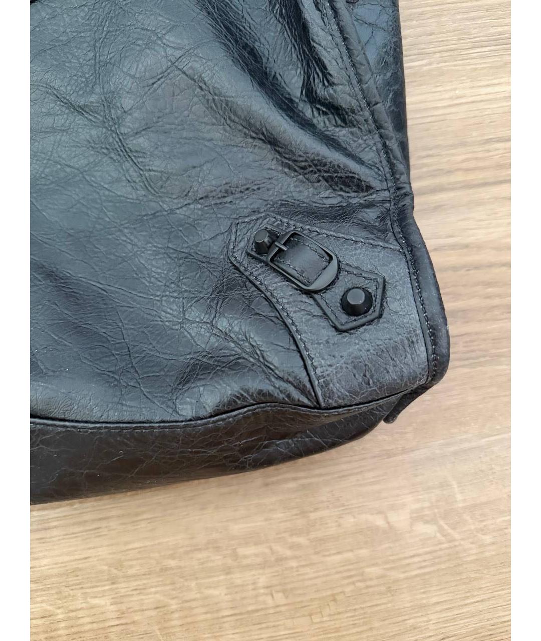 BALENCIAGA Черная сумка с короткими ручками из кожи питона, фото 7