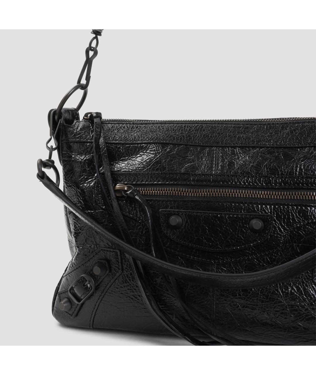 BALENCIAGA Черная кожаная сумка на плечо, фото 3