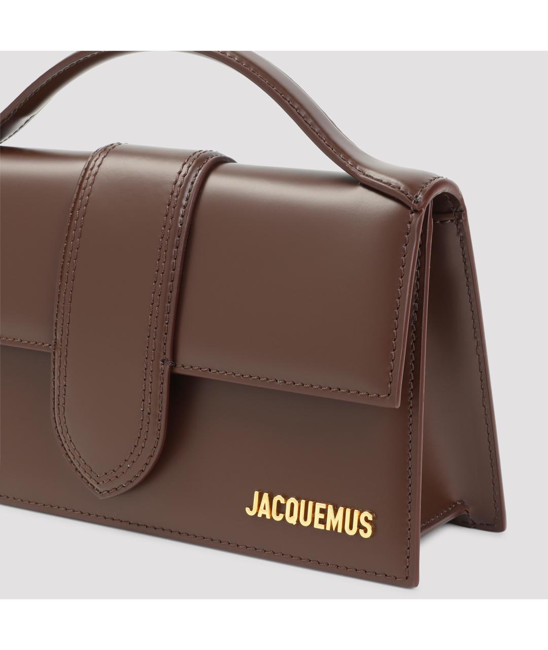 JACQUEMUS Коричневая кожаная сумка с короткими ручками, фото 3