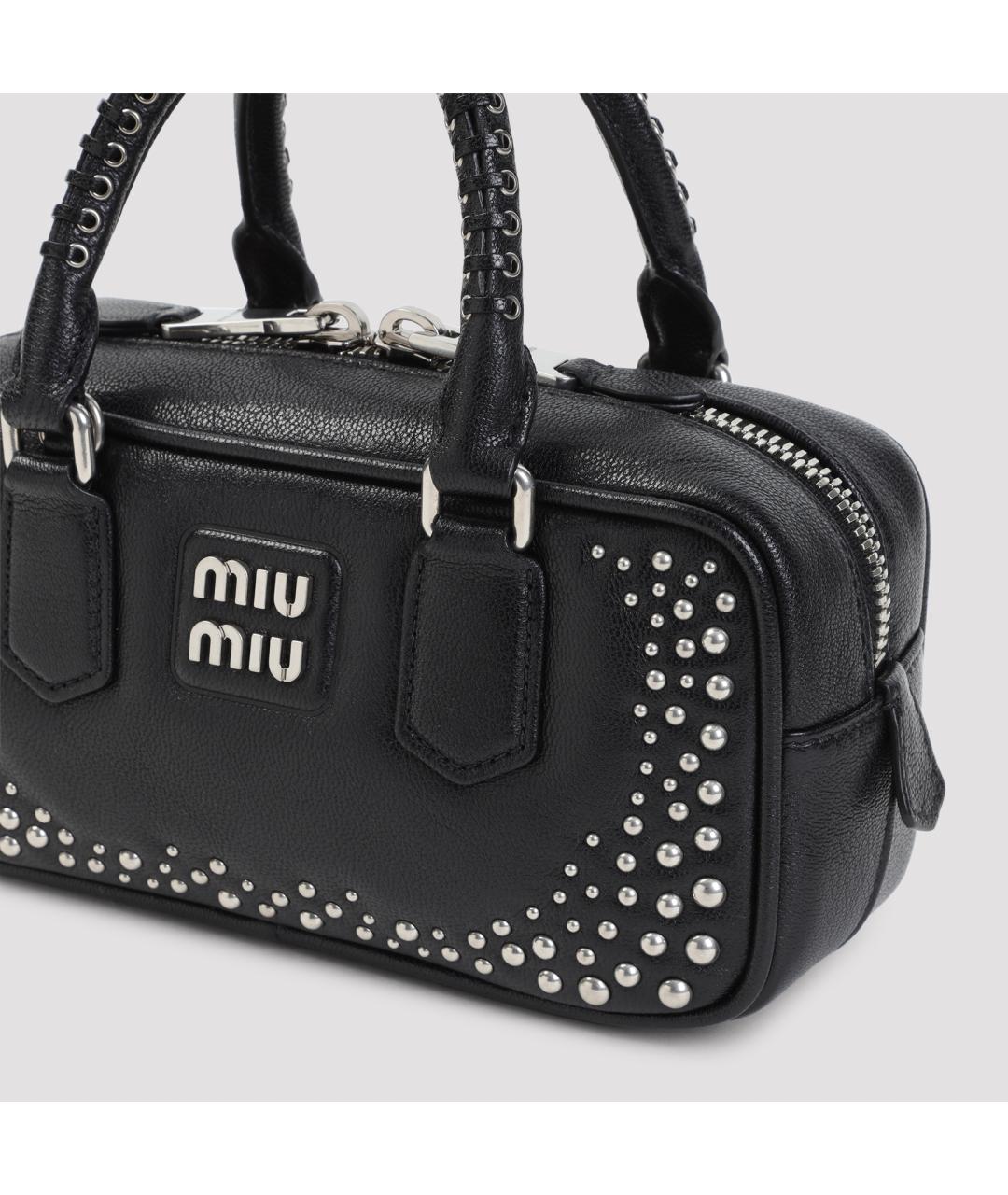 MIU MIU Черная кожаная сумка с короткими ручками, фото 3