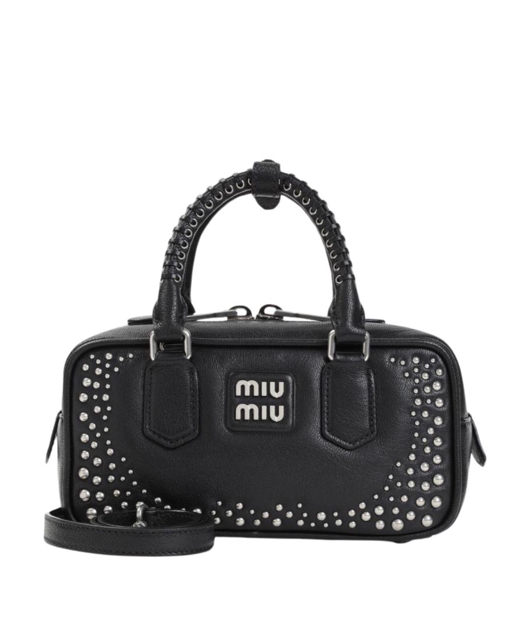 MIU MIU Черная кожаная сумка с короткими ручками, фото 1