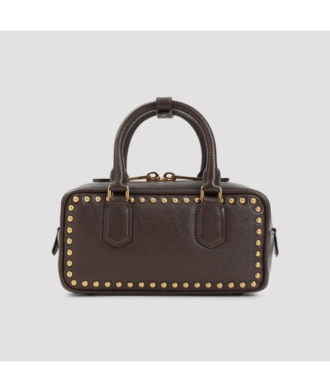 MIU MIU Коричневая кожаная сумка с короткими ручками, фото 2