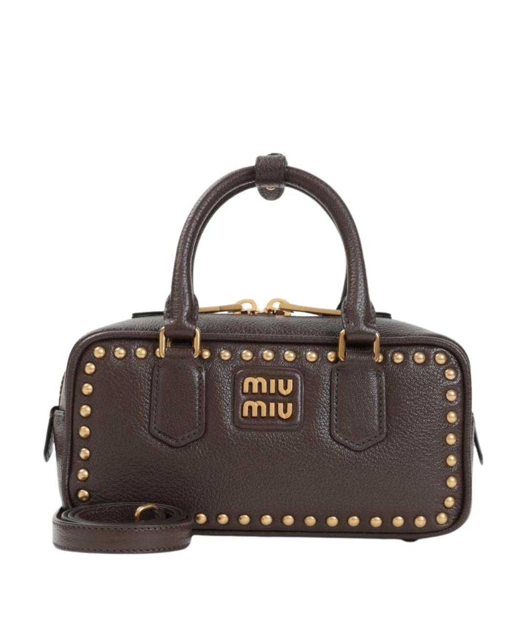 MIU MIU Коричневая кожаная сумка с короткими ручками, фото 1
