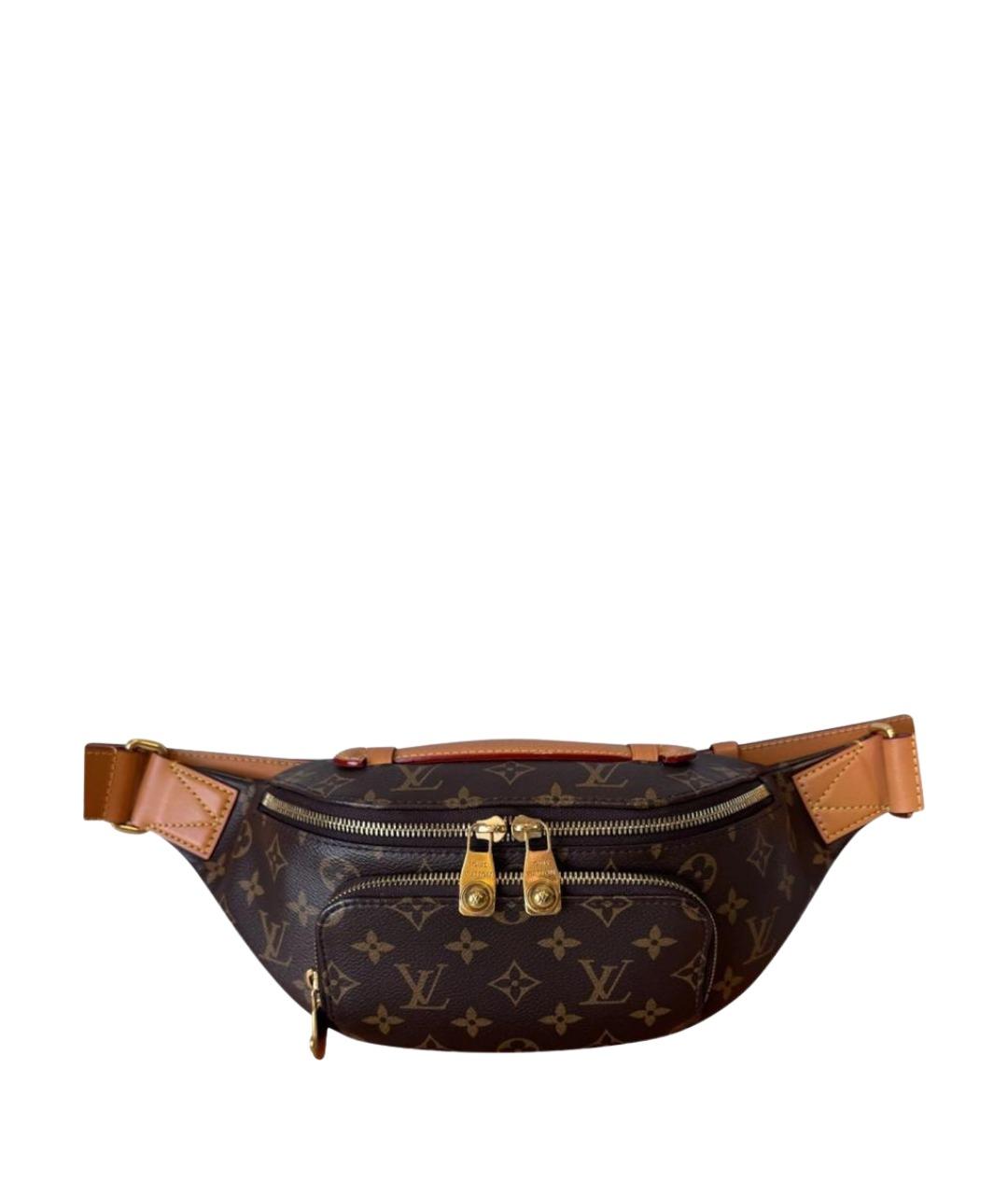 LOUIS VUITTON Коричневая кожаная поясная сумка, фото 1