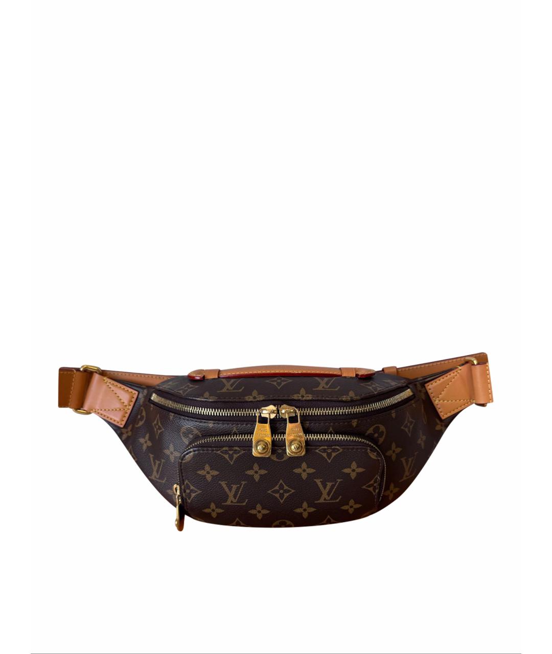 LOUIS VUITTON Коричневая кожаная поясная сумка, фото 10
