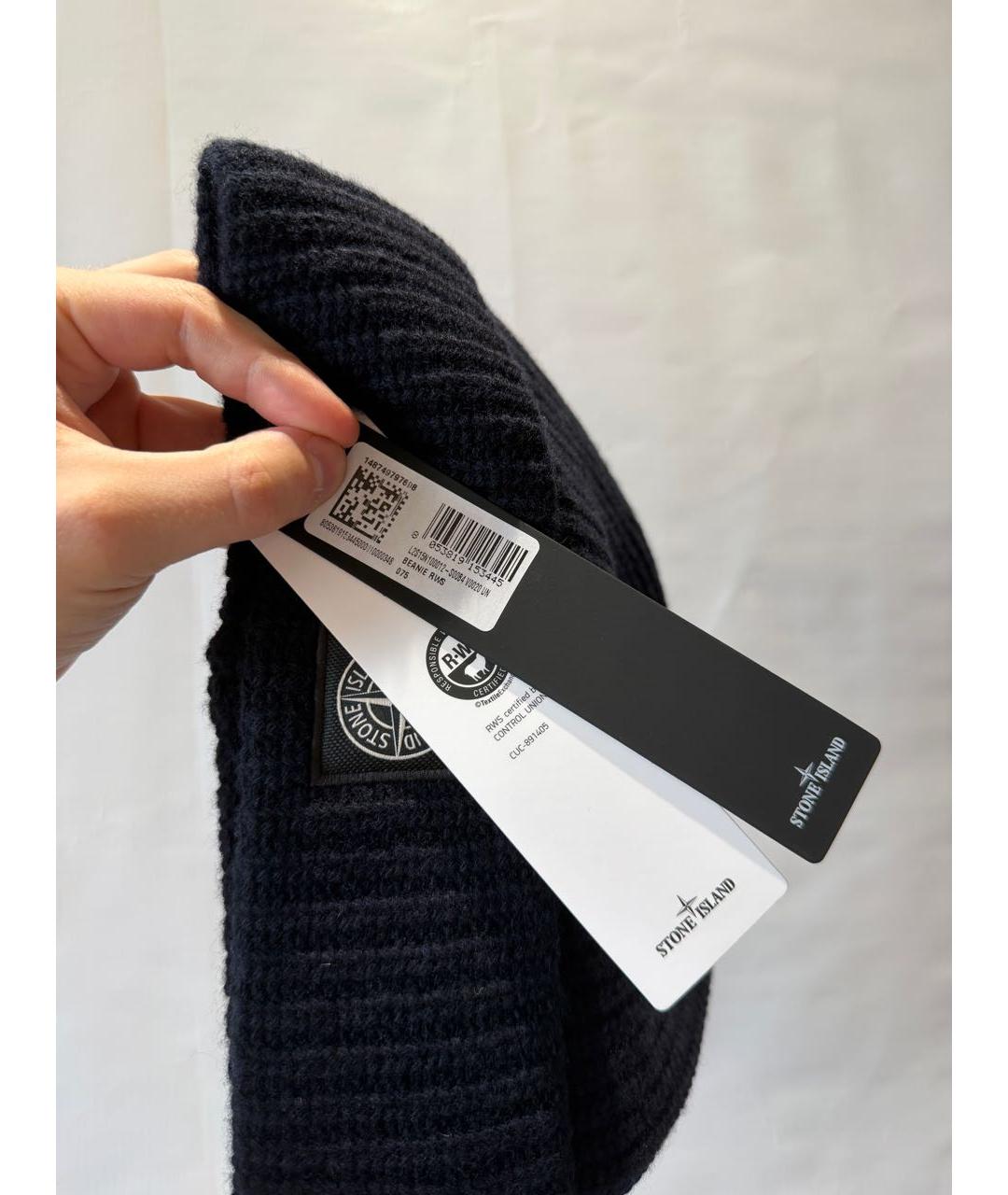 STONE ISLAND Темно-синяя шерстяная шапка, фото 4
