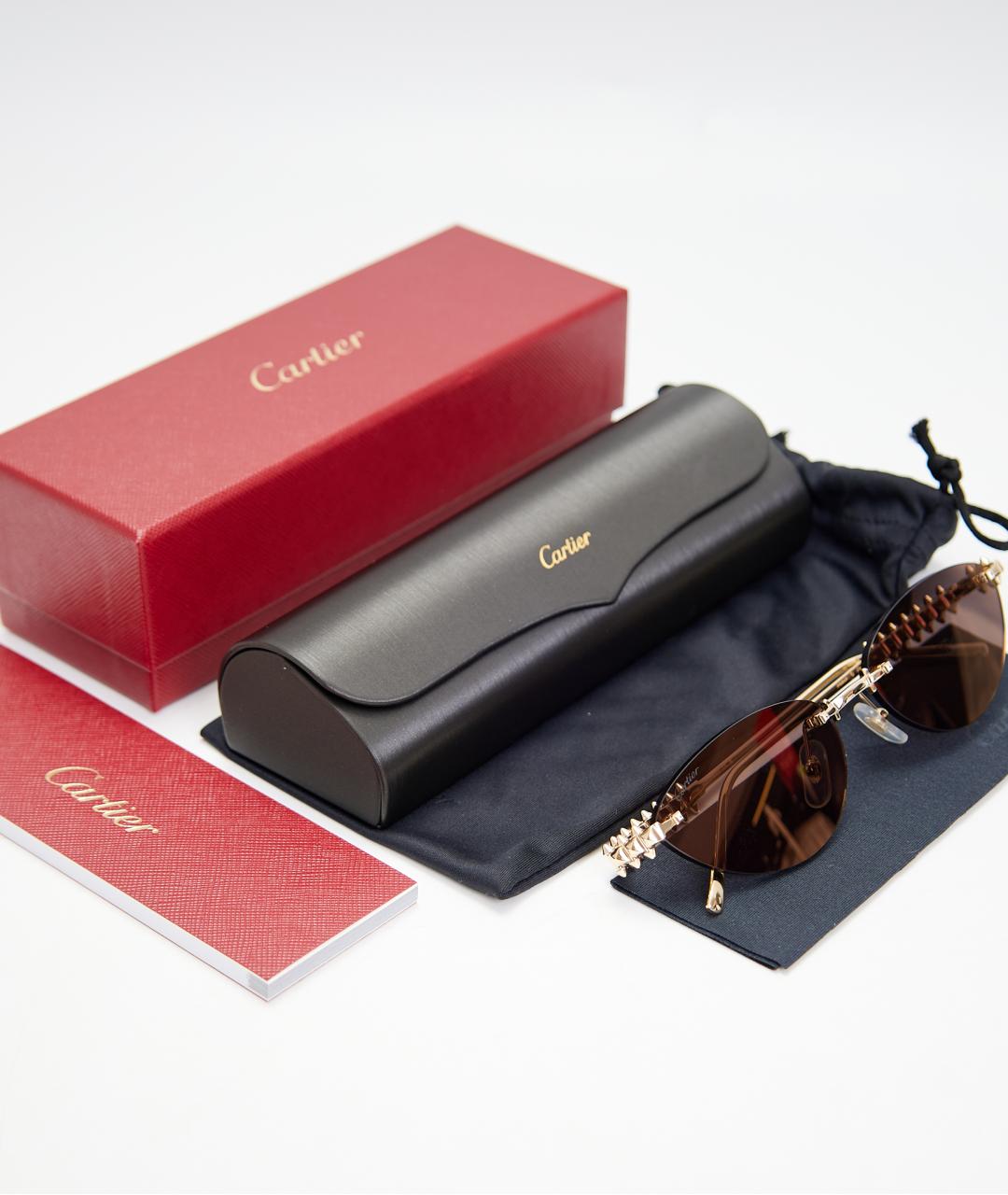CARTIER Розовые металлические солнцезащитные очки, фото 5