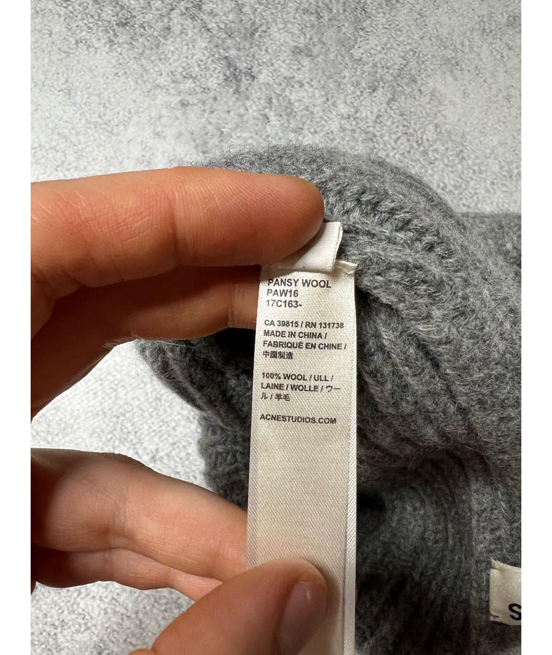 ACNE STUDIOS Серая шерстяная шапка, фото 7