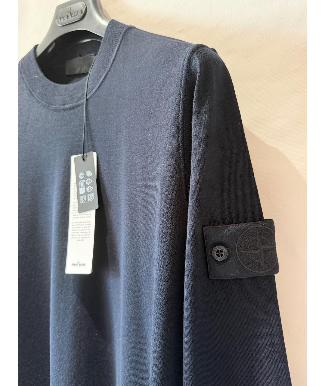 STONE ISLAND Темно-синий шерстяной джемпер / свитер, фото 3