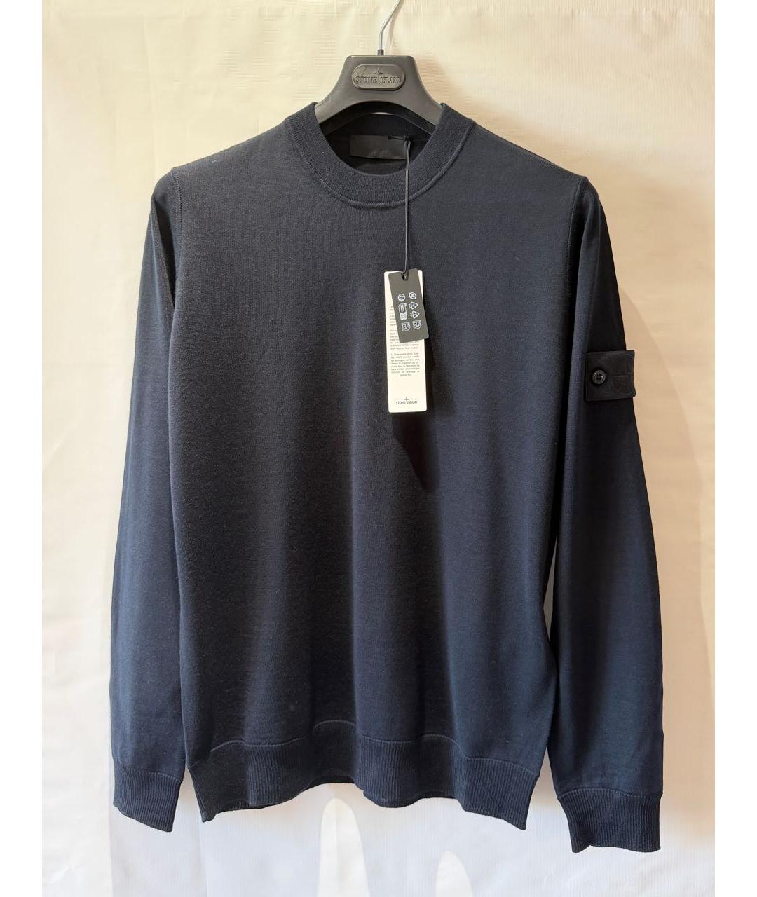 STONE ISLAND Темно-синий шерстяной джемпер / свитер, фото 2