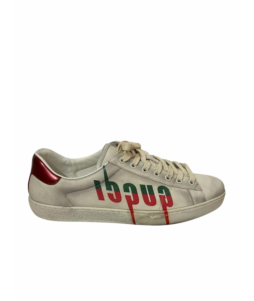GUCCI Белые кожаные низкие кроссовки / кеды, фото 1