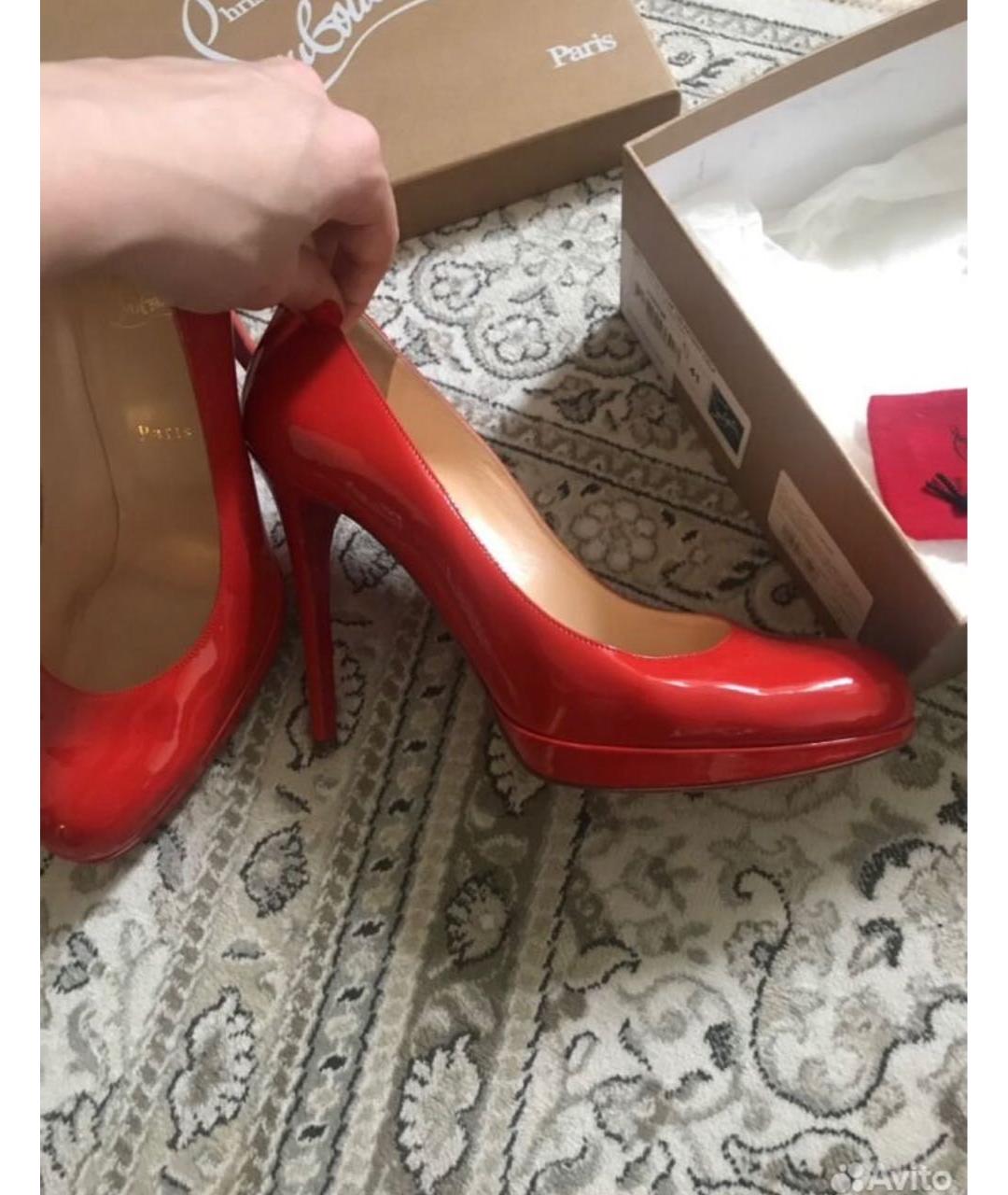 CHRISTIAN LOUBOUTIN Красные кожаные туфли, фото 3