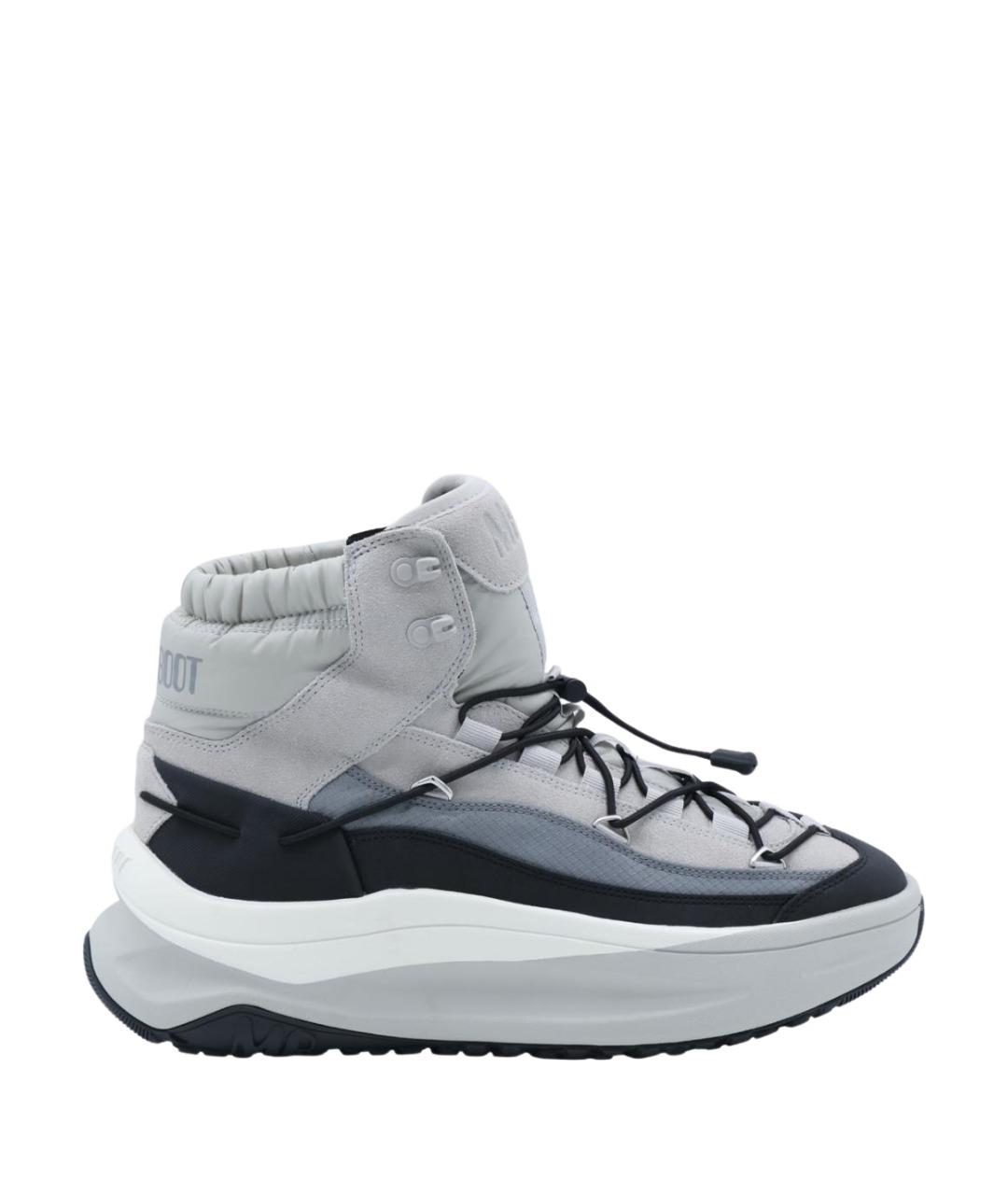 MOON BOOT Серые синтетические низкие ботинки, фото 1