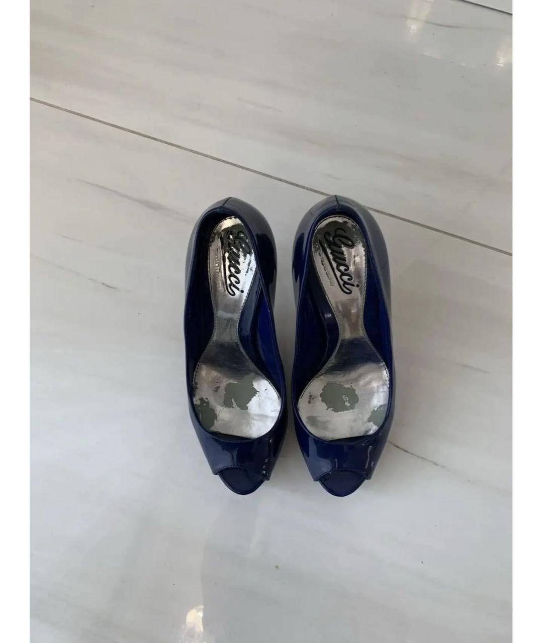 GUCCI Синие туфли из лакированной кожи, фото 3