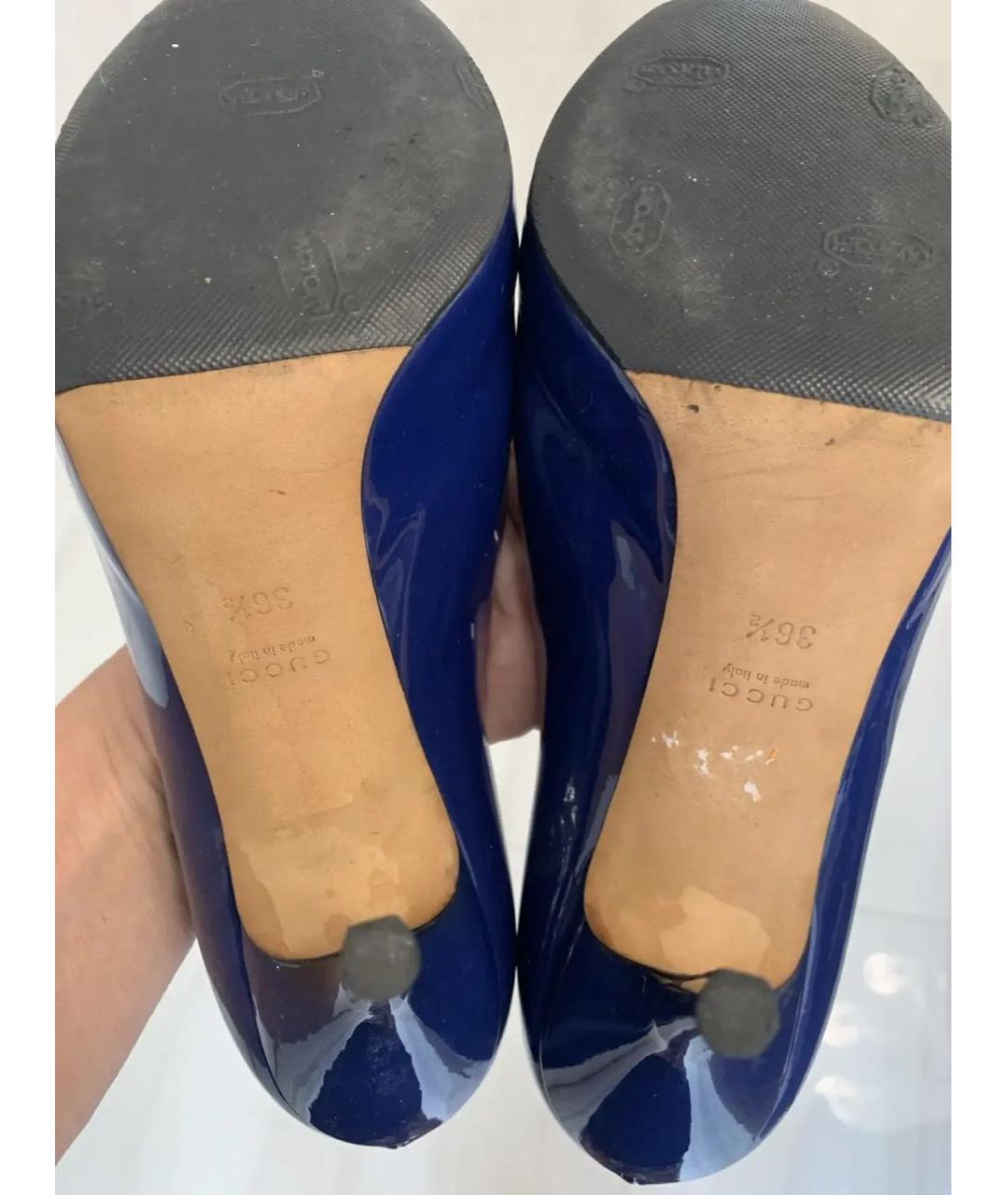 GUCCI Синие туфли из лакированной кожи, фото 5