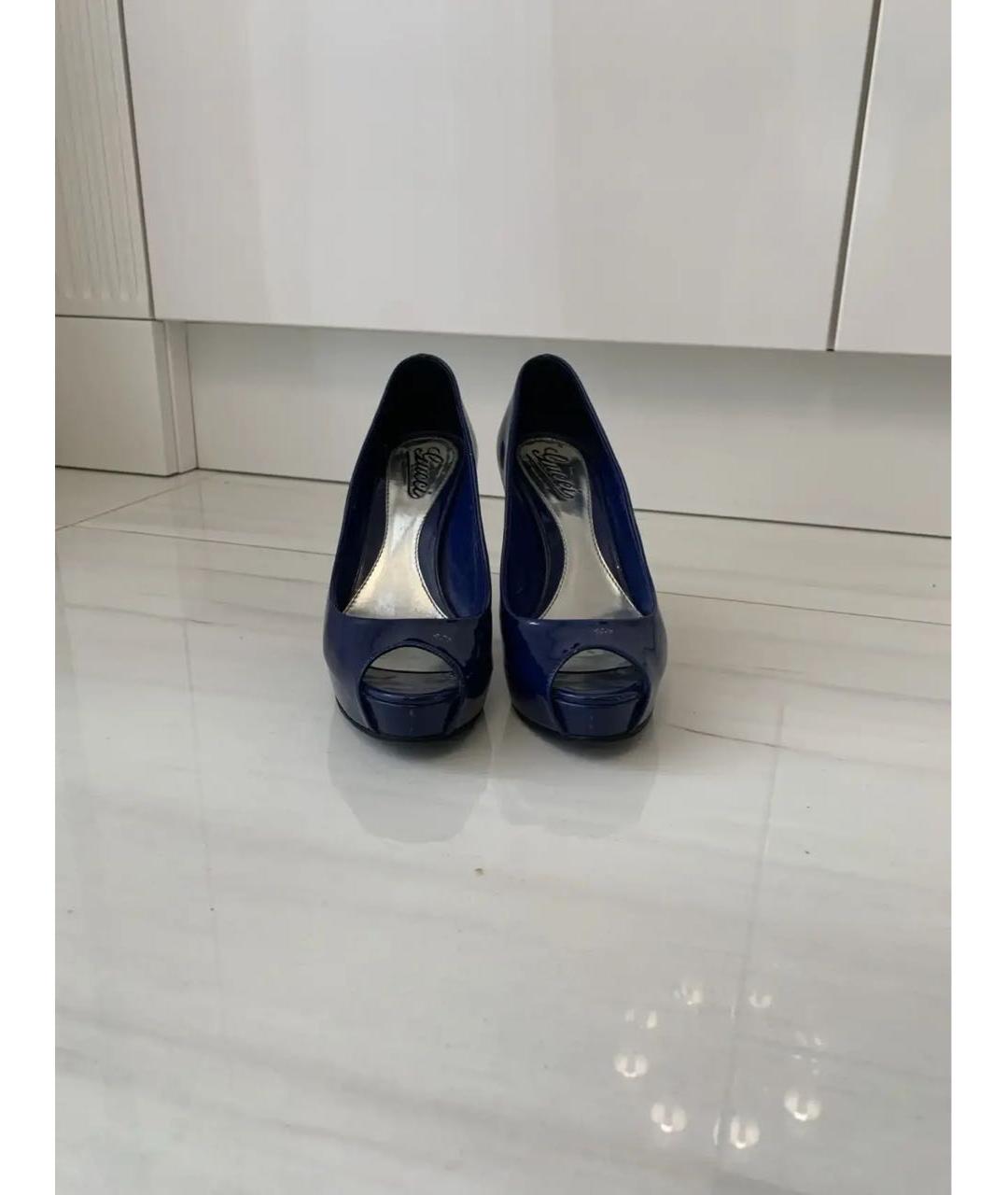 GUCCI Синие туфли из лакированной кожи, фото 2