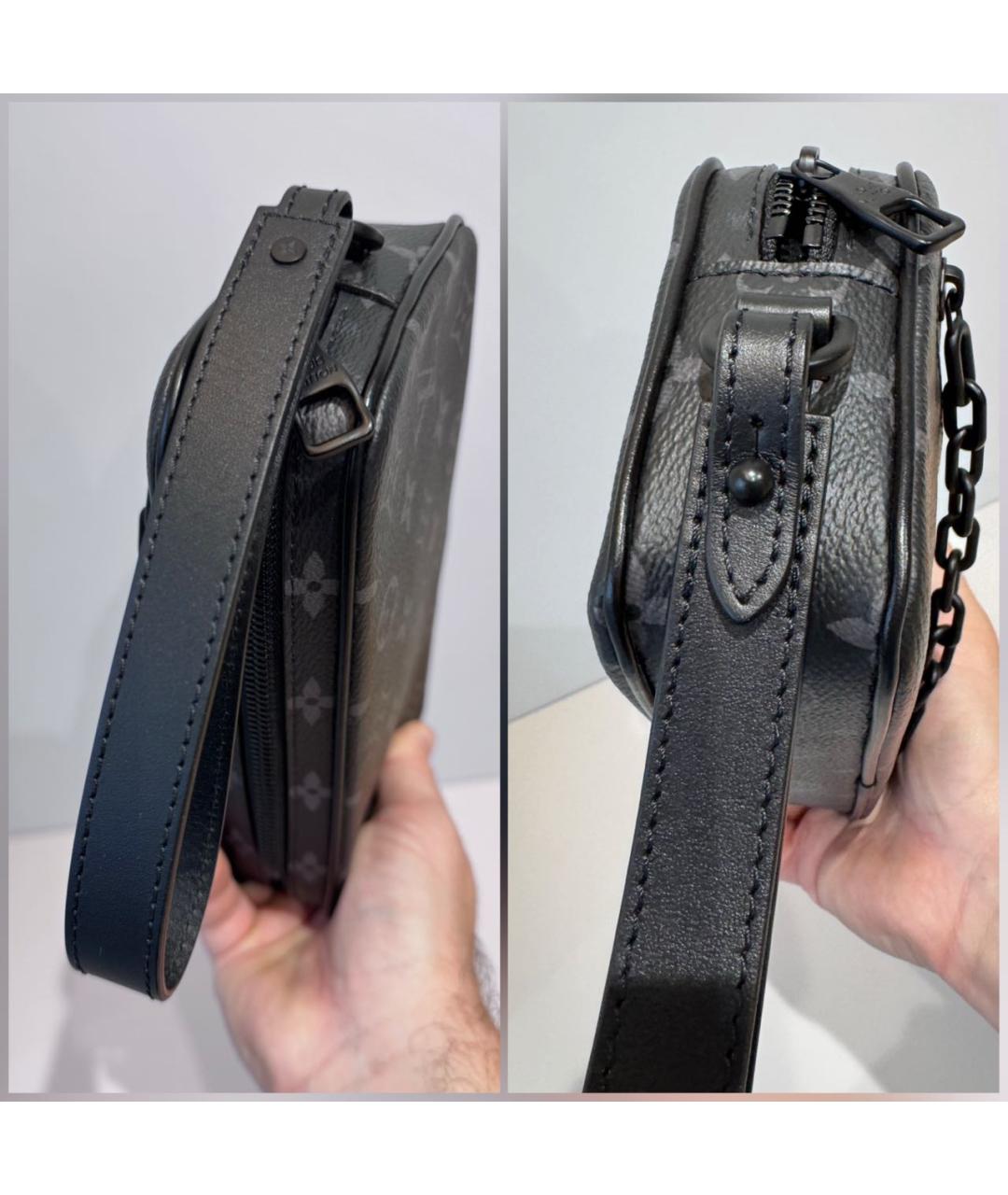 LOUIS VUITTON Черная барсетка из канвы, фото 8