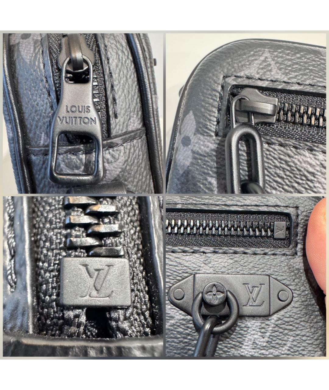 LOUIS VUITTON Черная барсетка из канвы, фото 7