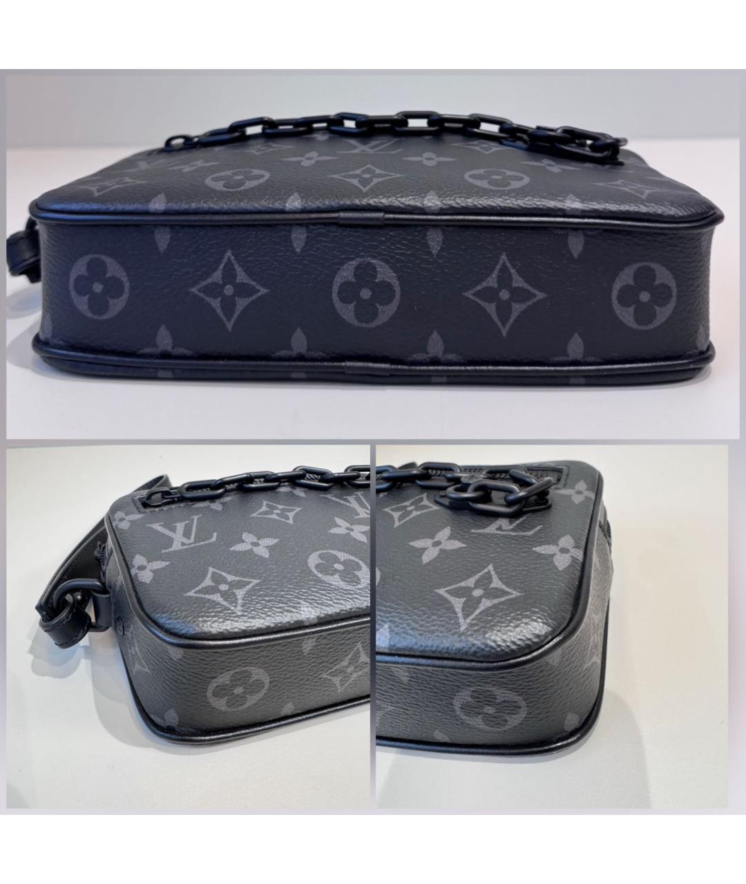 LOUIS VUITTON Черная барсетка из канвы, фото 6