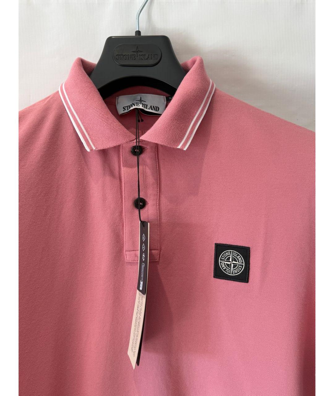 STONE ISLAND Коралловое хлопковое поло с коротким рукавом, фото 3