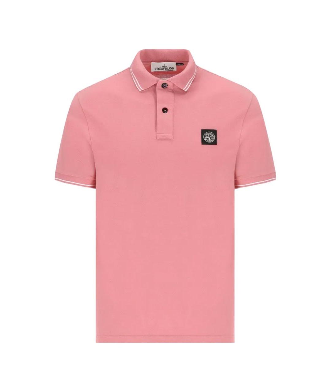 STONE ISLAND Коралловое хлопковое поло с коротким рукавом, фото 1
