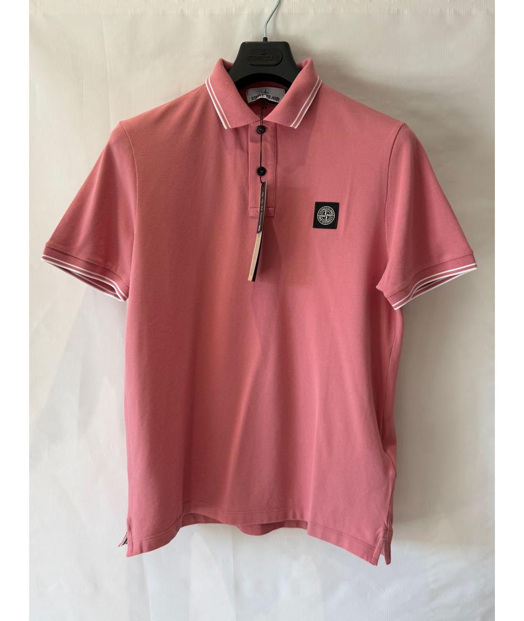 STONE ISLAND Коралловое хлопковое поло с коротким рукавом, фото 2