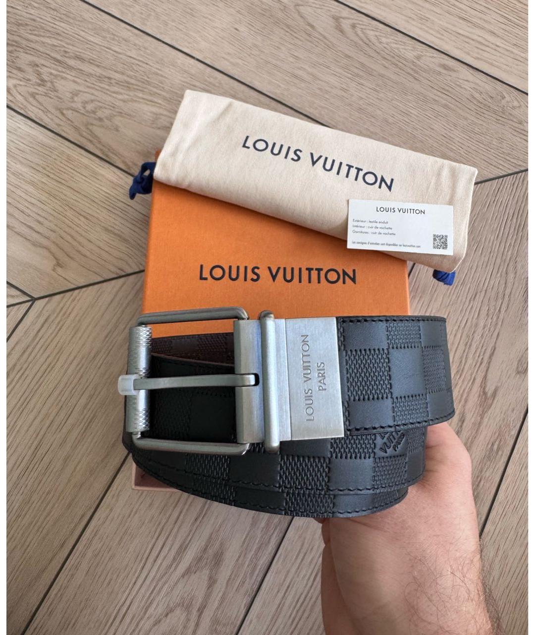 LOUIS VUITTON Черный кожаный ремень, фото 9
