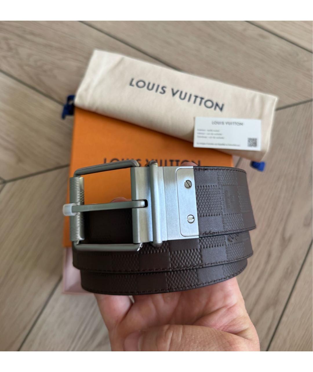 LOUIS VUITTON Черный кожаный ремень, фото 3