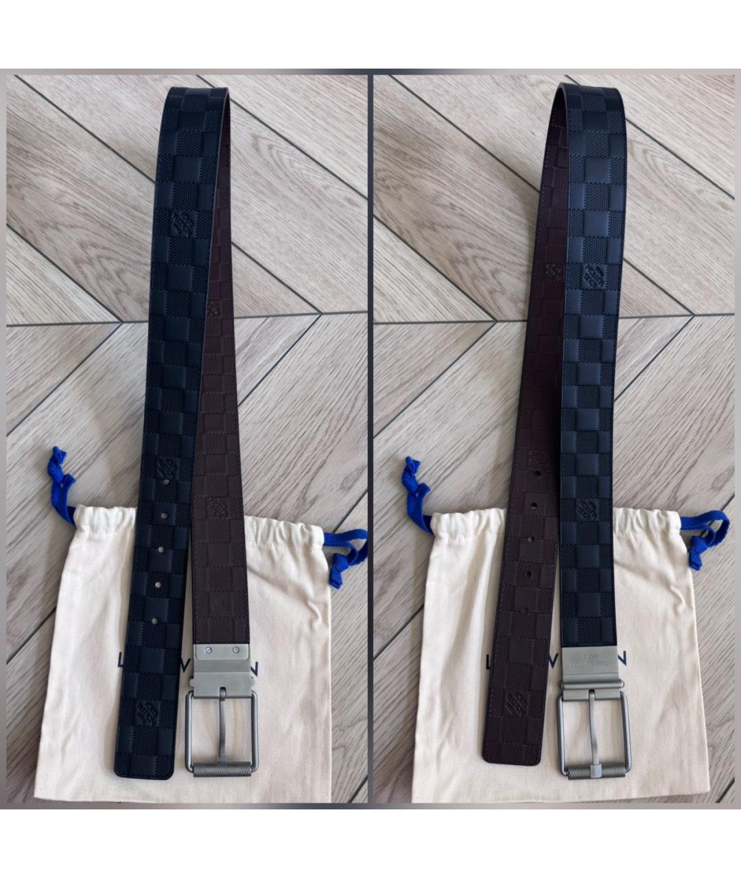 LOUIS VUITTON Черный кожаный ремень, фото 5