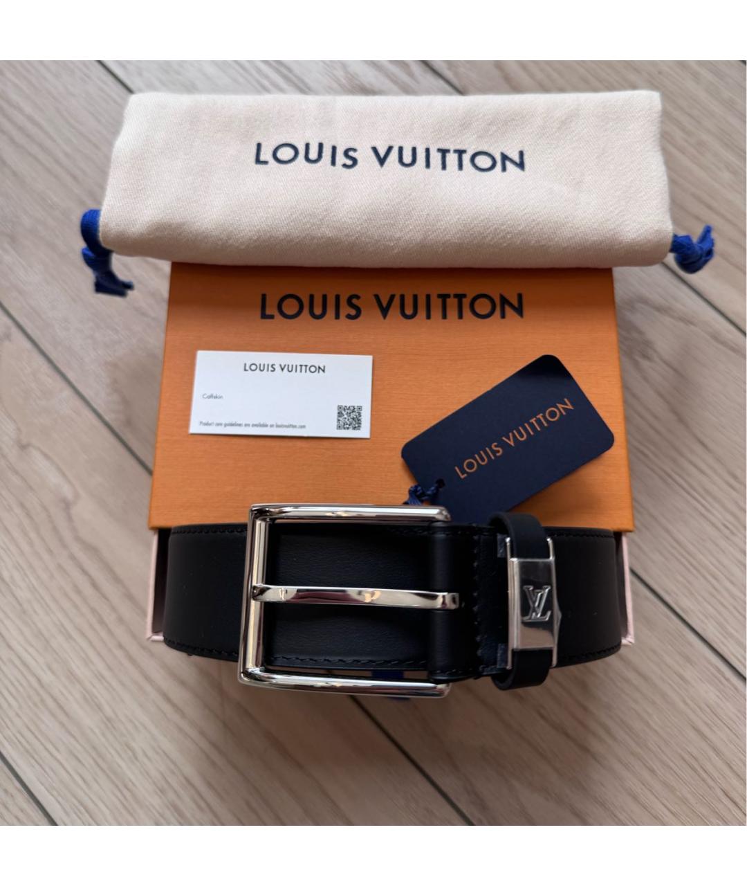 LOUIS VUITTON Черный кожаный ремень, фото 2