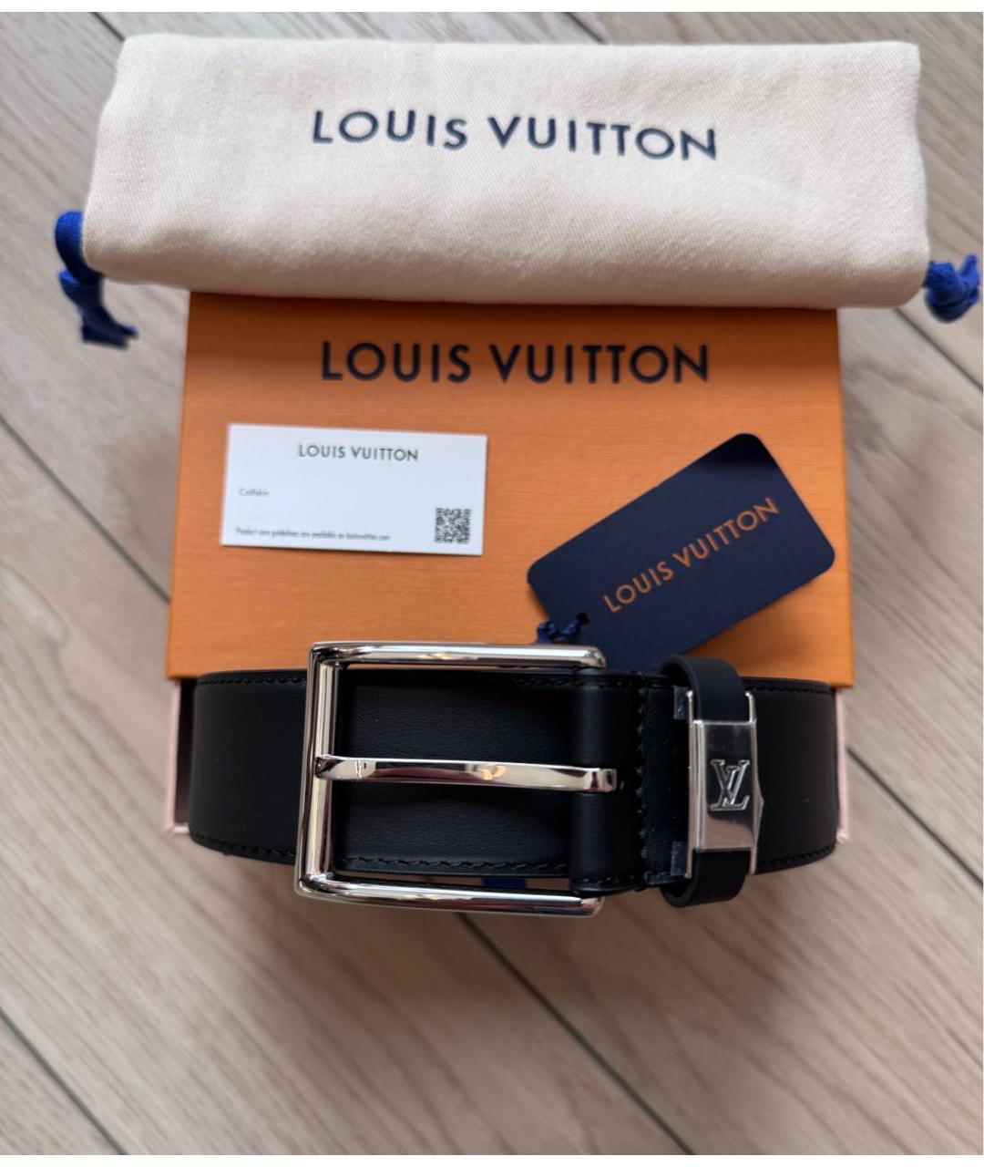 LOUIS VUITTON Черный кожаный ремень, фото 9
