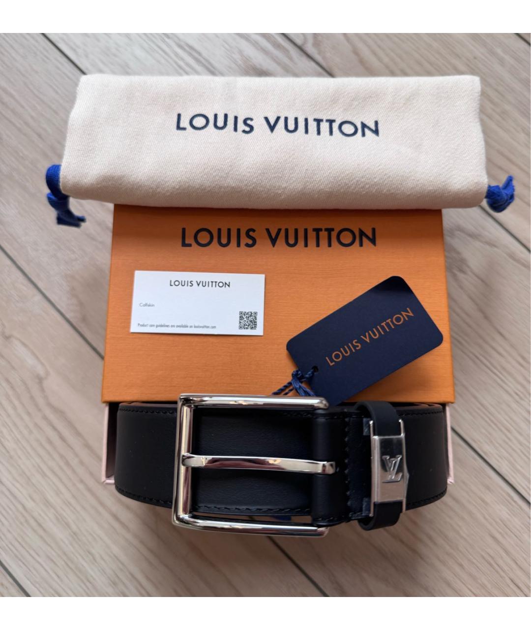 LOUIS VUITTON Черный кожаный ремень, фото 2