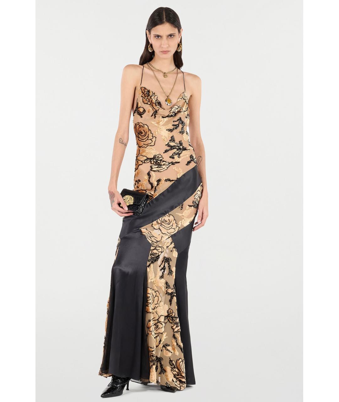 ROBERTO CAVALLI Бежевое вискозное коктейльное платье, фото 2