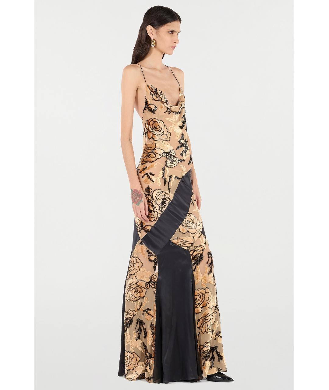 ROBERTO CAVALLI Бежевое вискозное коктейльное платье, фото 3
