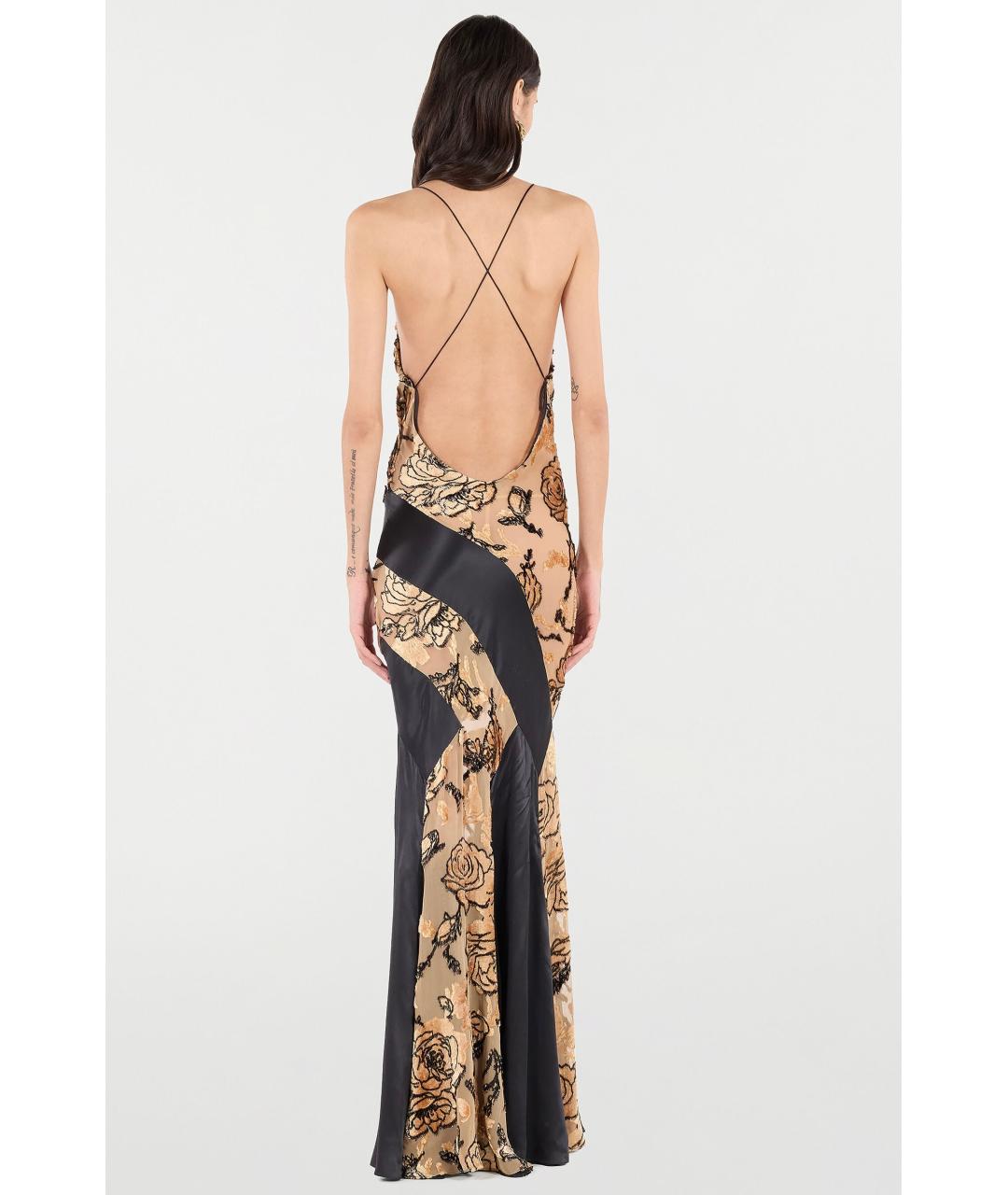ROBERTO CAVALLI Бежевое вискозное коктейльное платье, фото 4