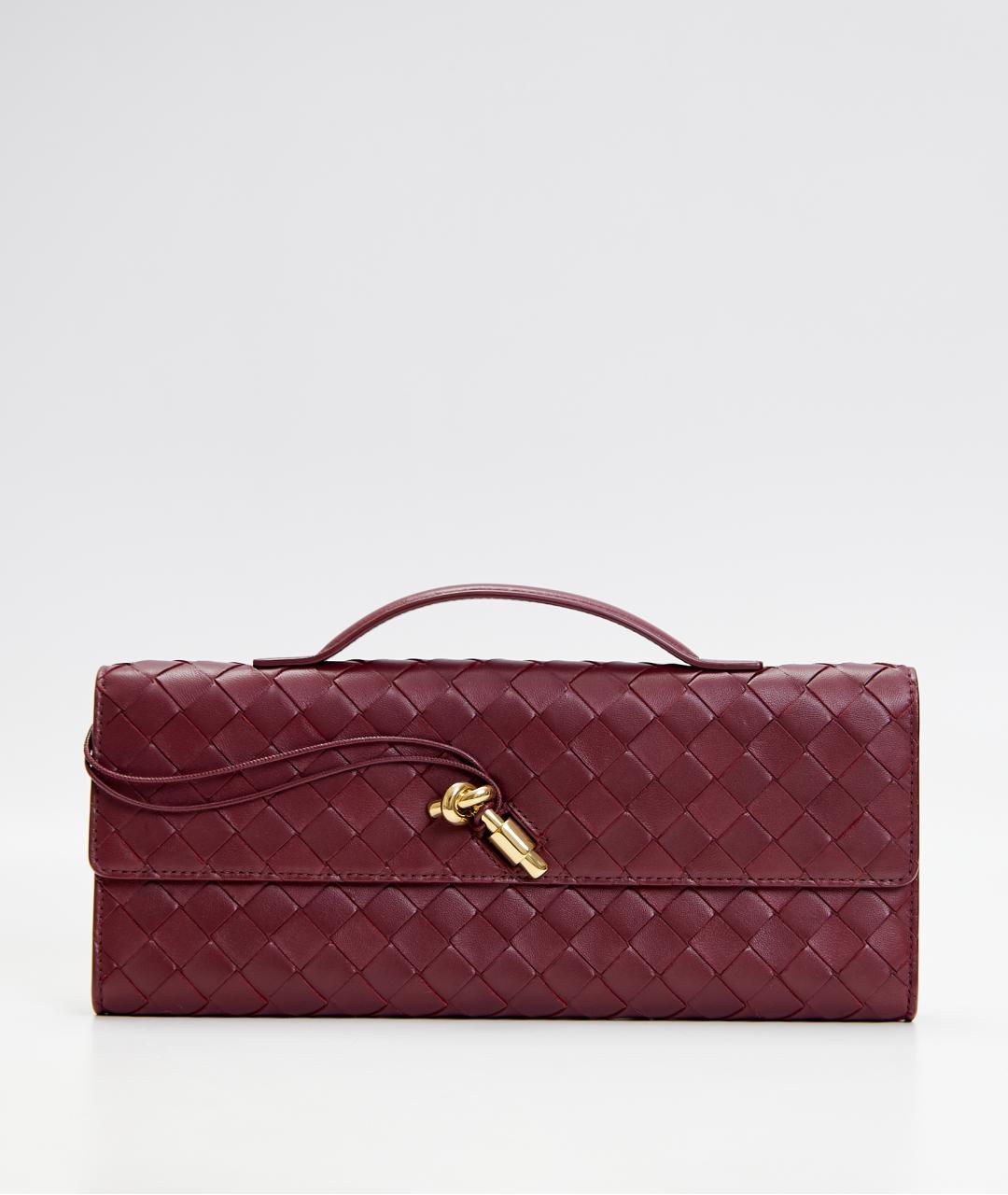 BOTTEGA VENETA Бордовая кожаная сумка с короткими ручками, фото 6